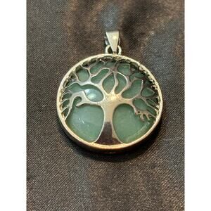 Vintage Tree of Life Green Stone Pendant / Pendant Only